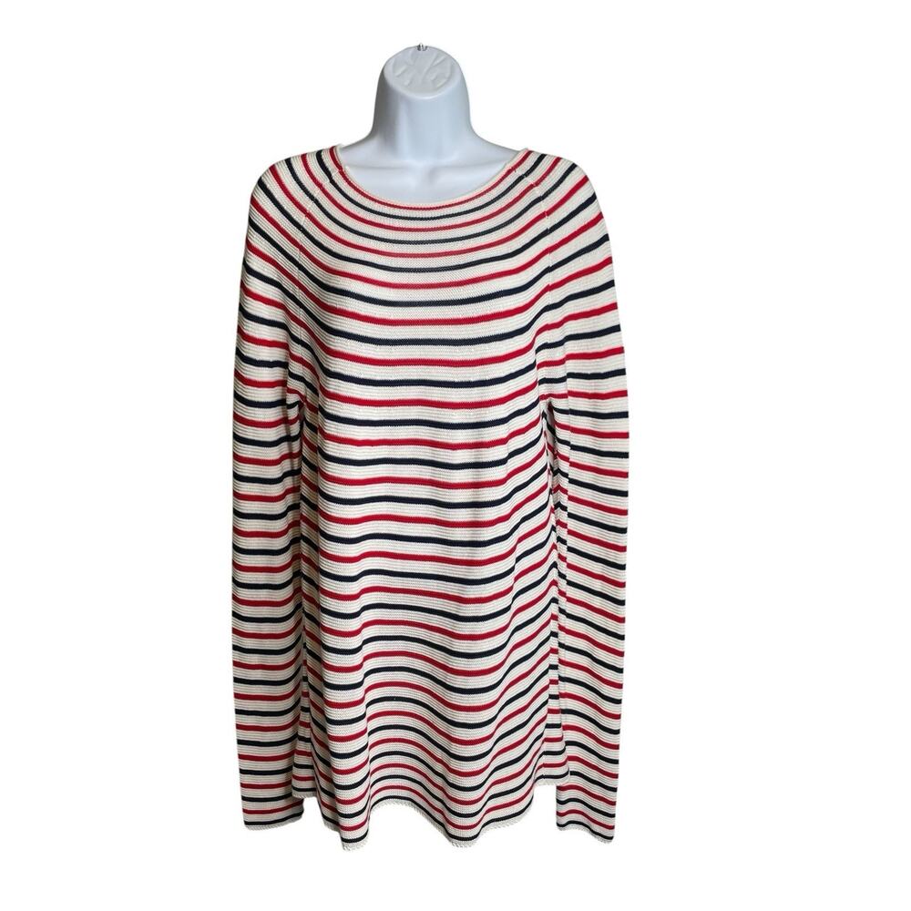 Vineyard Vines Cream Sweater with Red and Navy Stripes